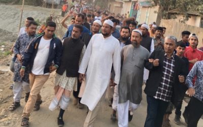 আইন মন্ত্রী দলীয় মনোনয়ন পাওয়ায় আখাউড়া মোগড়া বাজারে আনন্দ মিছিল।
