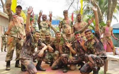 আখাউড়া সীমান্তে হোলি উৎসবে মাতল বিজিবি-বিএসএফ।