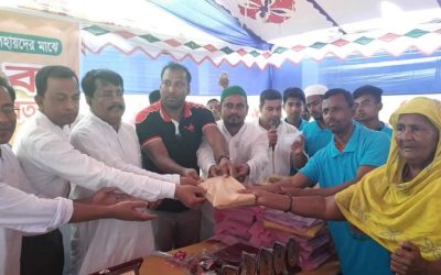 আখাউড়ায় পূর্বাঞ্চল প্রবাসী কল্যাণ সংঘের ঈদ বস্ত্র বিতরণ।
