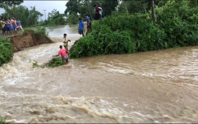 আখাউড়ায় ত্রিপুরার পাহাড়ী পানির  ঢলে হাওড়া নদীর বাধ ভেঙে বিভিন্ন জায়গায় আকর্ষিক জলাবদ্ধতা।