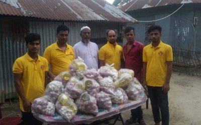 আখাউড়ায় বনগজ পূর্ব পাড়া প্রবাসী সমাজ কল্যাণ সংগঠনের ঈদ সামগ্রী বিতরণ।