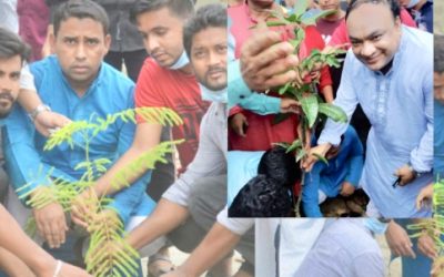 কসবায় গাছের চারা ও মাস্ক বিতরণ করেছে ছাত্রলীগ