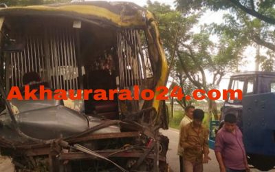 মাধবপুরে বাস-পিকআপ ভ্যান মুখোমুখি সংর্ঘষে নিহত-১