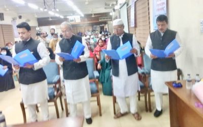 শপথ নিলেন আখাউড়া পৌরসভার নব নির্বাচিত মেয়র ও কাউন্সিলররা