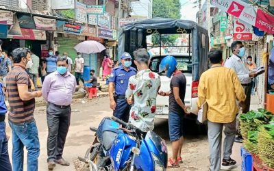আখাউড়ায় লকডাউন উপেক্ষা করায় ৩০ জনকে জরিমানা