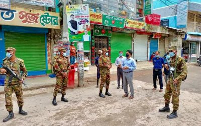 আখাউড়ায় কঠোর লকডাউন কার্যকরে প্রশাসন তৎপর।