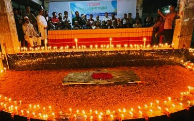 আখাউড়া মুক্ত দিবসের রাতে প্রদীপ প্রজ্বলন