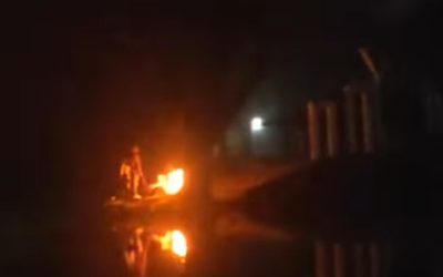 শীত নিবারণে জীবন্ত গাছে আগুন