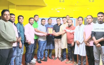আখাউড়ায় সাংবাদিক সাদ্দাম হোসেনকে সংবর্ধনা
